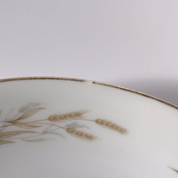 Mid-Century Fine China Porcelain Soup Bowls Japan Wheat Pattern 9046 Tan Golden - Picture 9 of 11